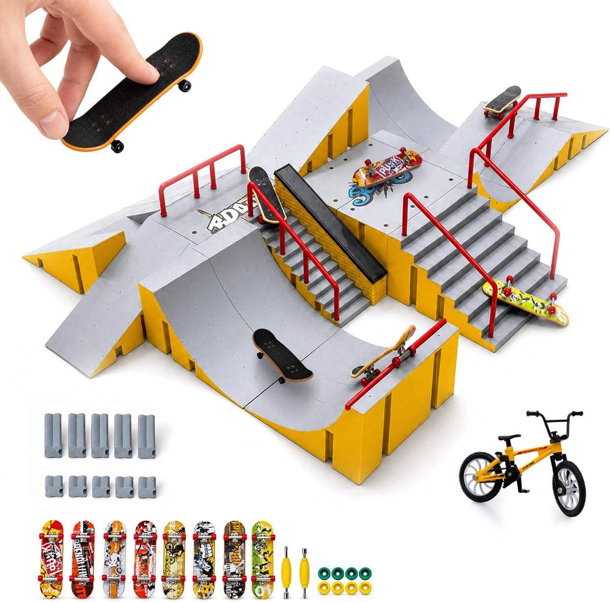 Juego de juguetes 14 en 1 para niños con 8 patinetas y bicicleta |...
