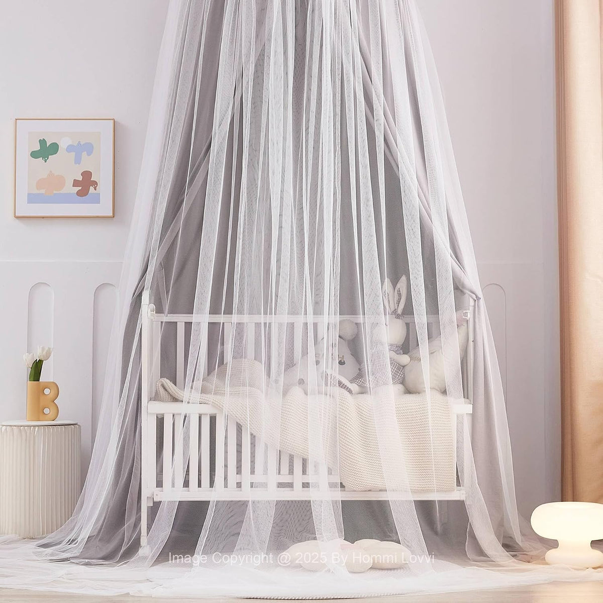 Hommi Lovvi Toldo de cama de doble capa con luces de estrella, 3 pi...