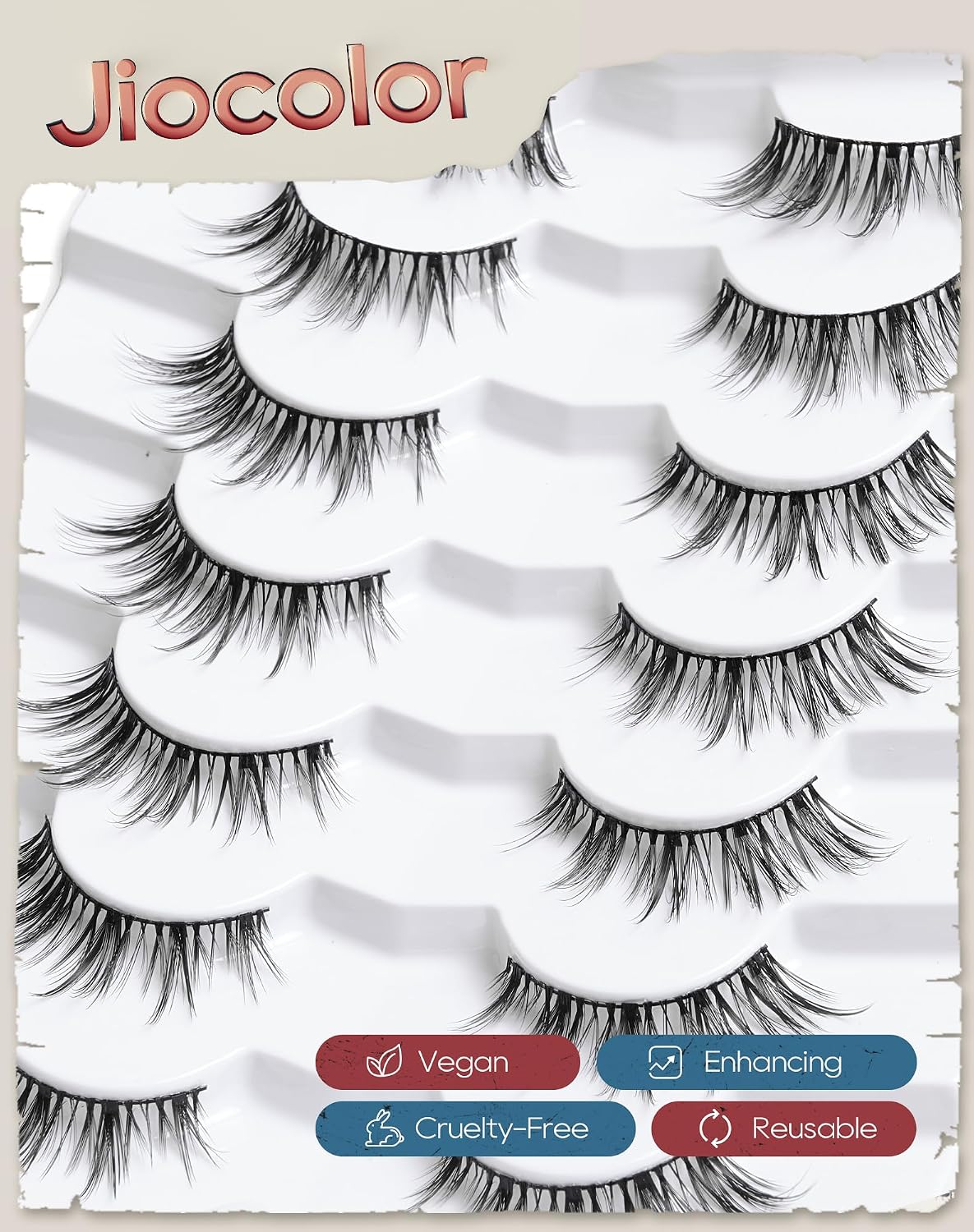 Jiocolor - Pestañas naturales que parecen extensiones, pestañas de...