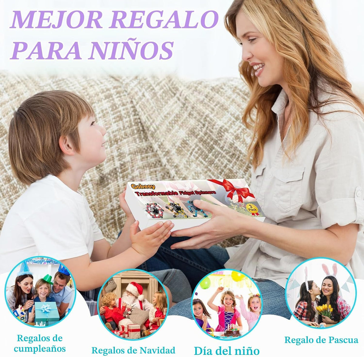 Gokeey Fidget Spinners transformables para niños y adultos, juguete...