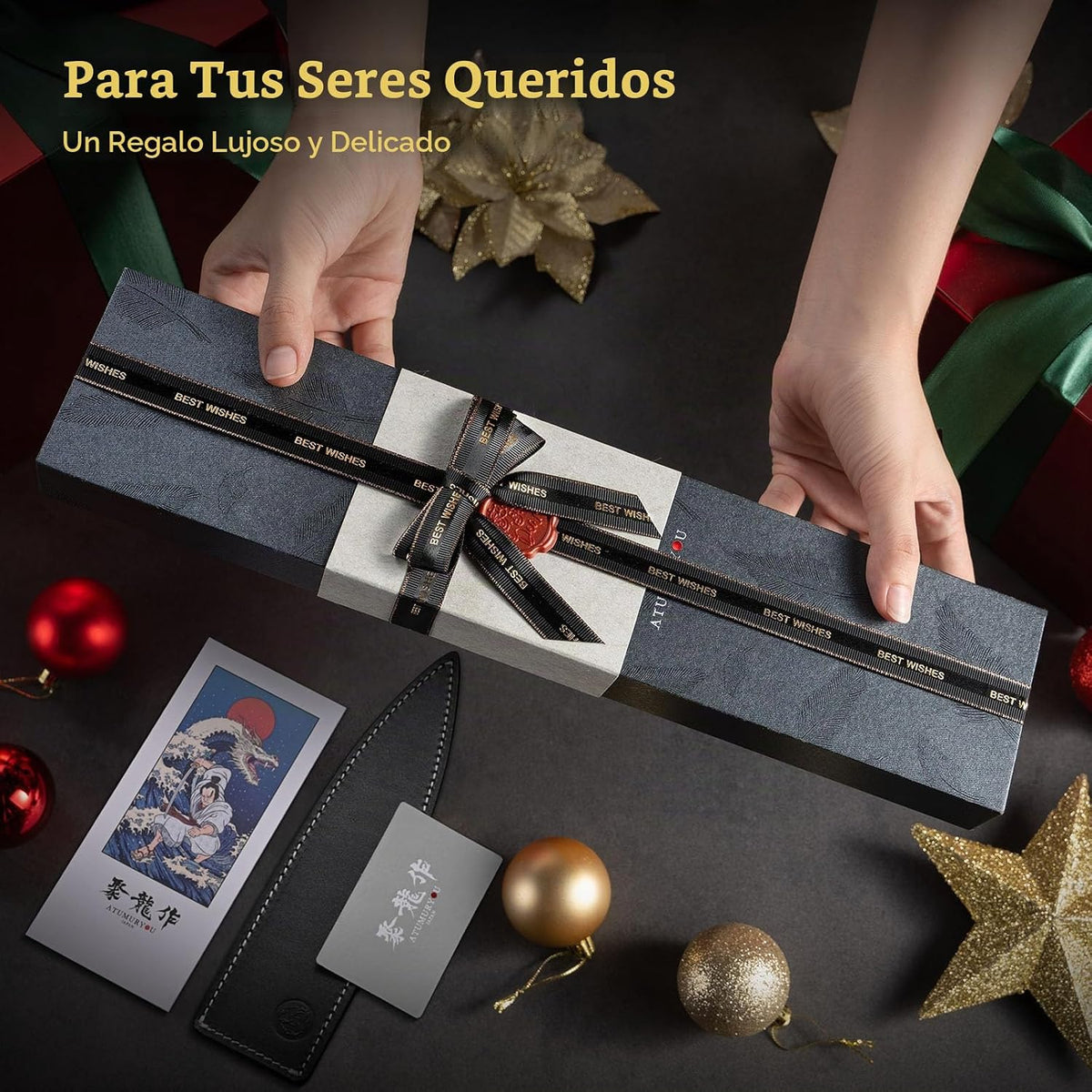 Cuchillo de chef japonés forjado negro de 8 pulgadas, acero Damasco...