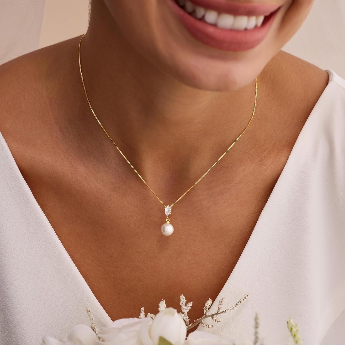 Eaciy Collares de perlas para mujer, modernos, chapados en oro de 1...