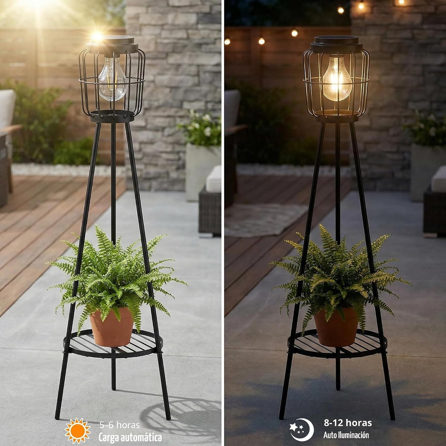 VISFLAIR Paquete de 2 lámparas solares con soporte para plantas, lá...