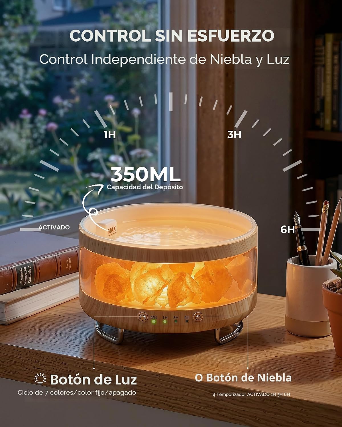 Difusor de aceite esencial con lámpara de sal del Himalaya, difusor...
