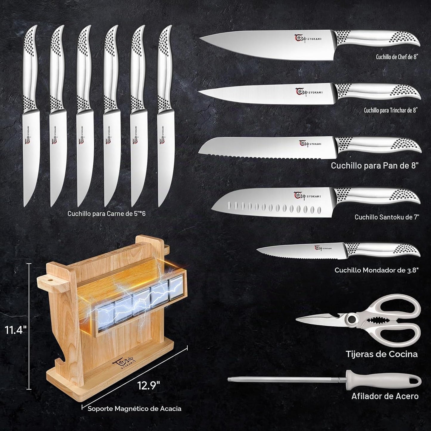SYOKAMI 2026 Juego de cuchillos de cocina japoneses mejorados con b...