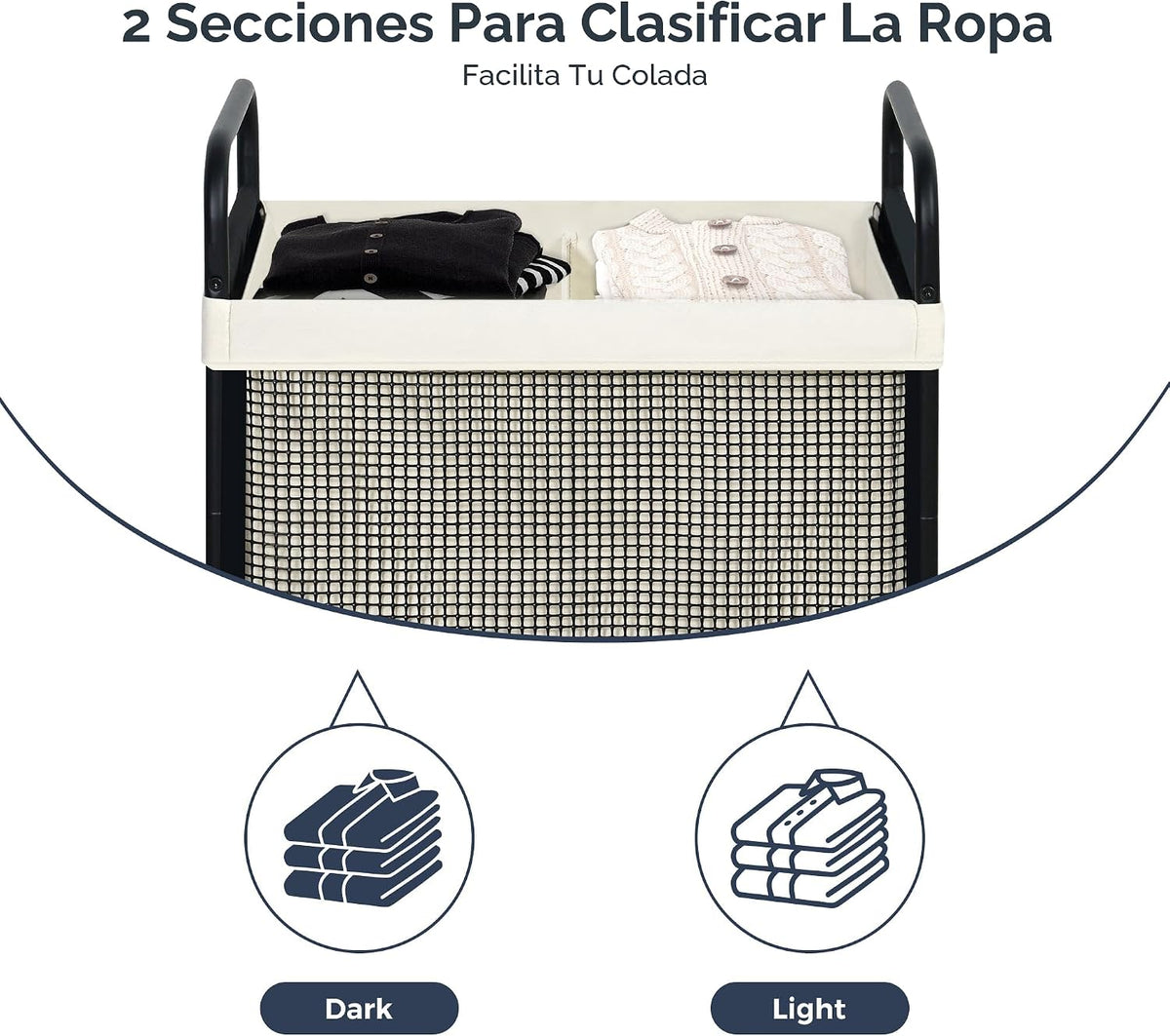 STO STO Cesta de lavandería de 2 secciones, carrito clasificador de...