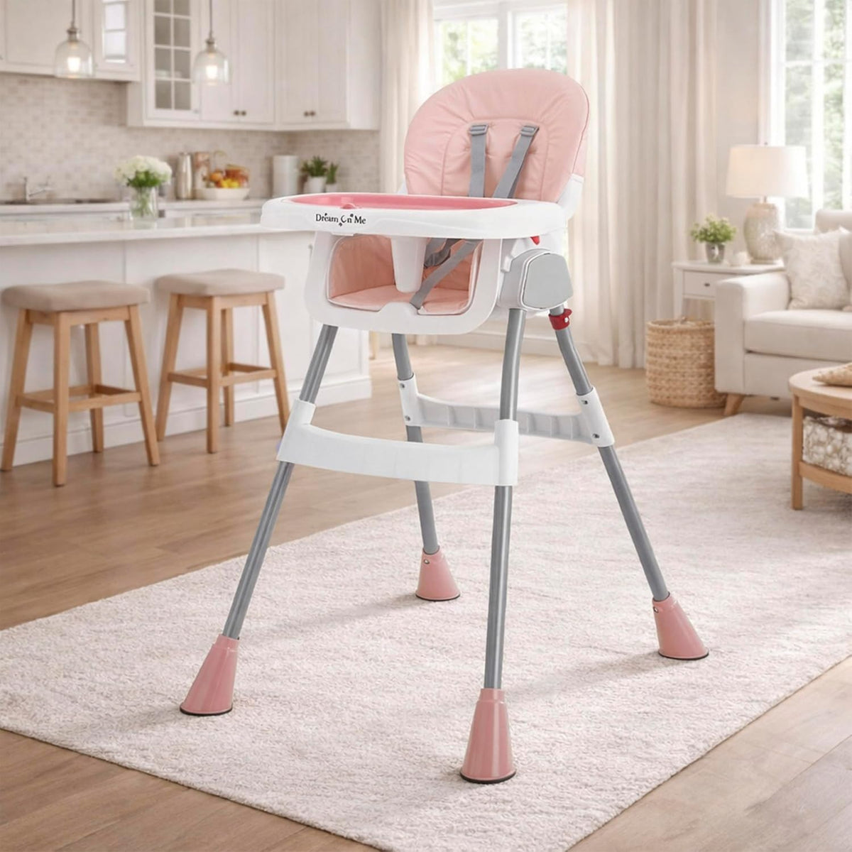 Dream On Me Silla alta portátil 2 en 1, silla alta convertible comp...