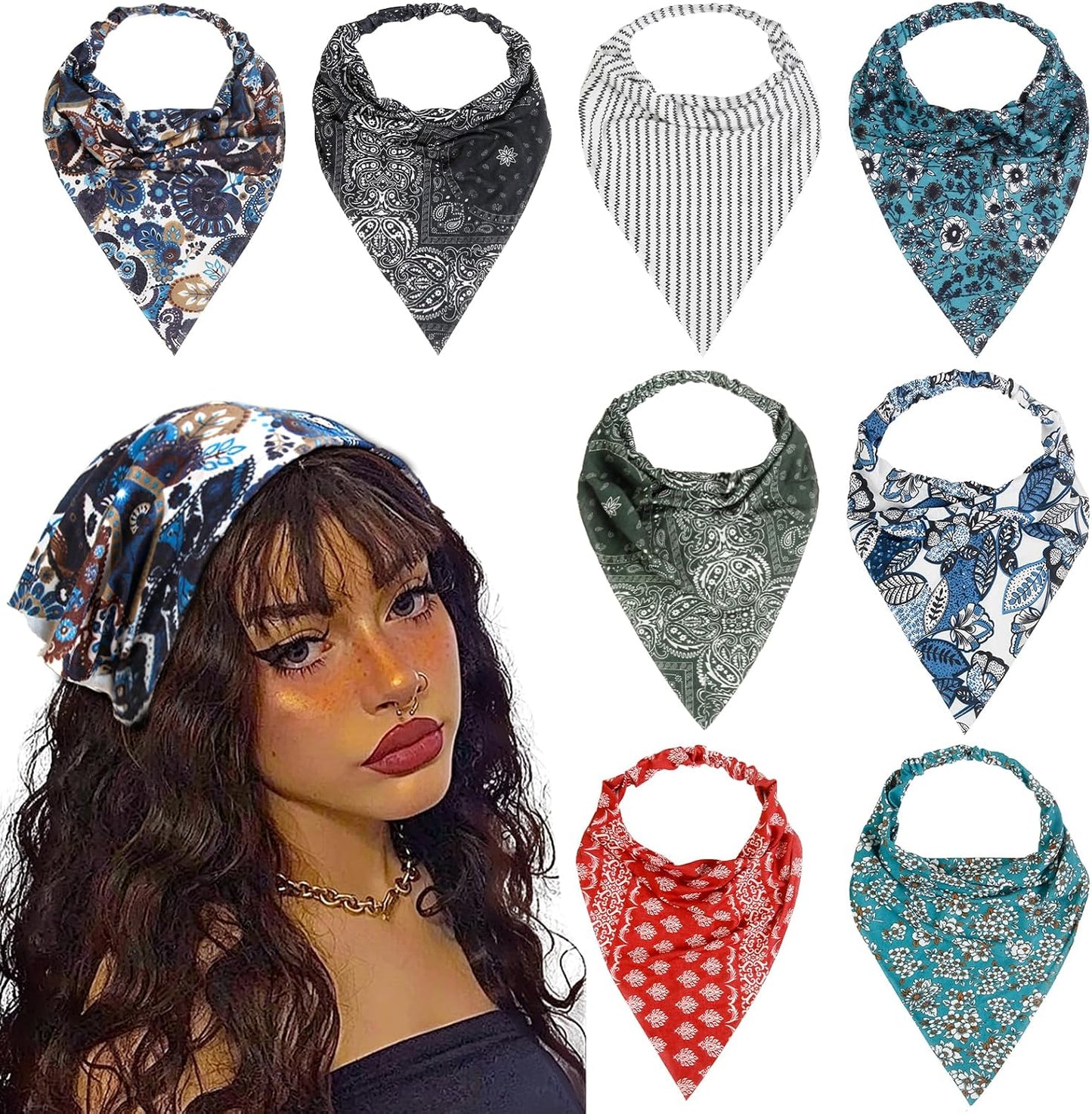 WOVOWOVO 8 unidades de diademas y bufandas para el cabello para muj...