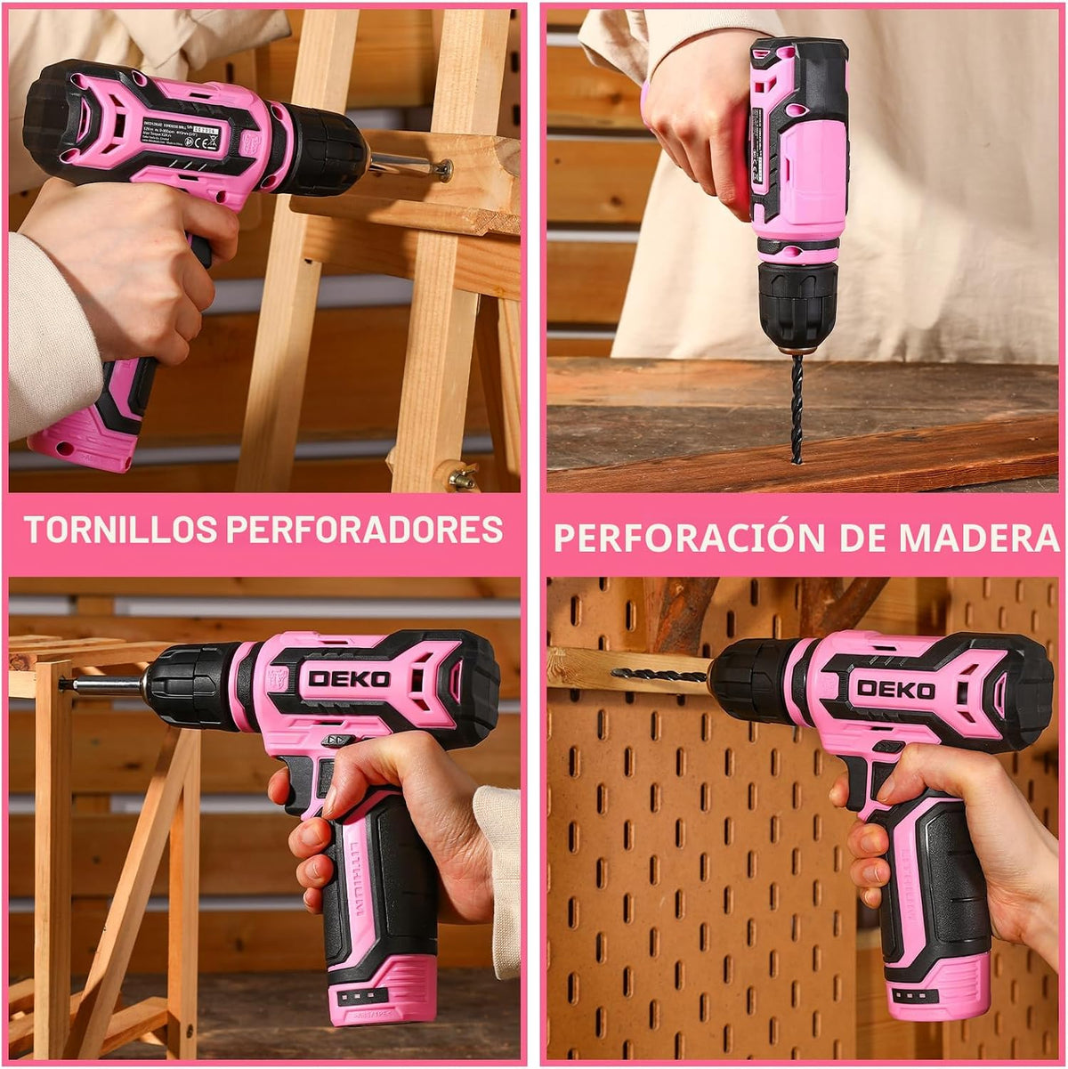 Taladro inalámbrico: juego de taladro eléctrico DEKOPRO de 12 V con...