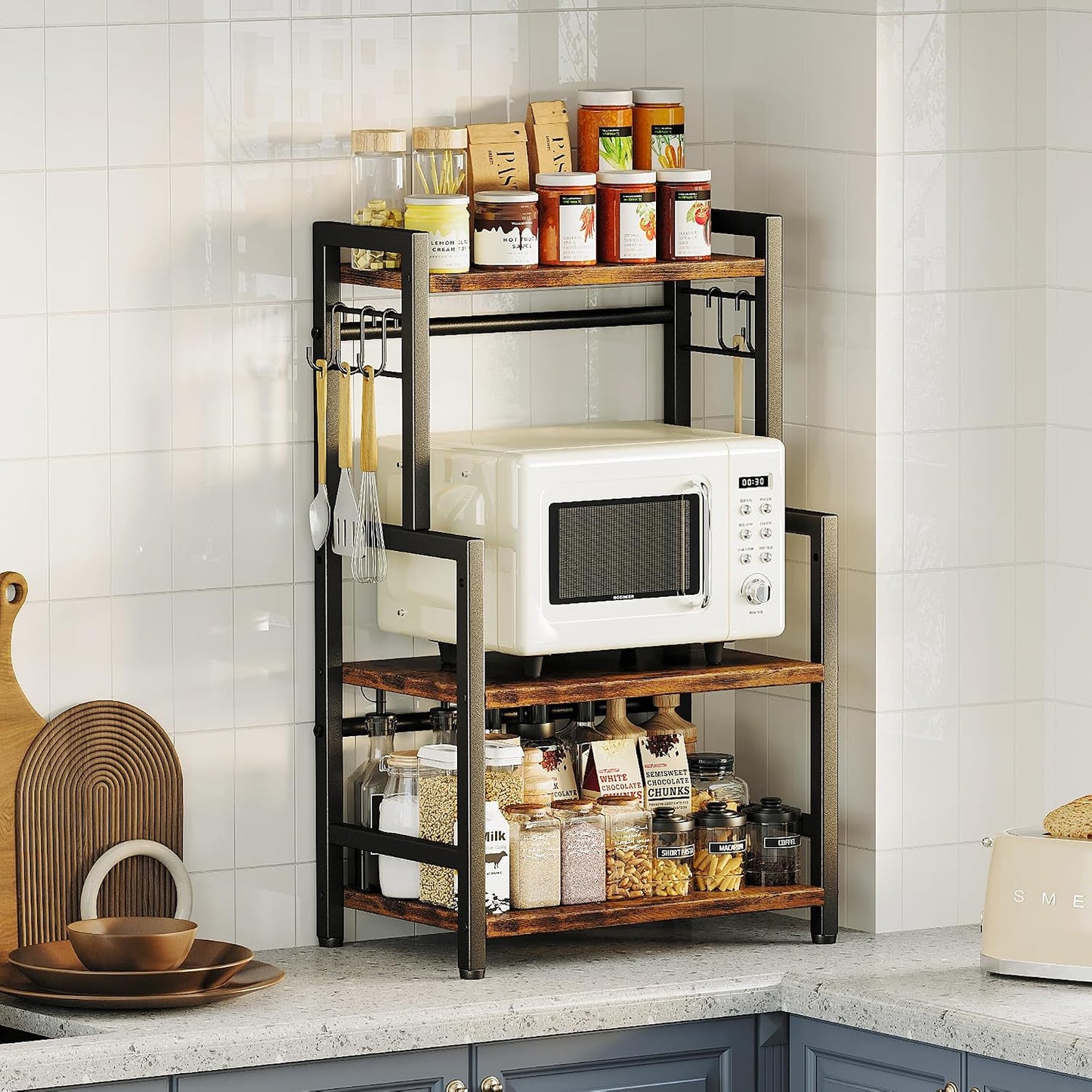 Organizador de encimera de cocina, organizador grande de 3 niveles...