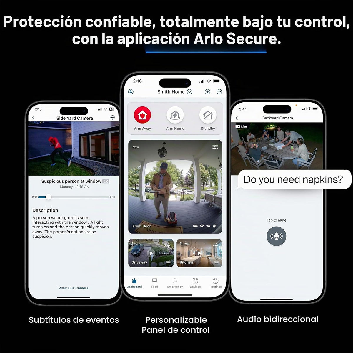 Arlo Cámara de reflector con cable, cámara de seguridad para el hog...