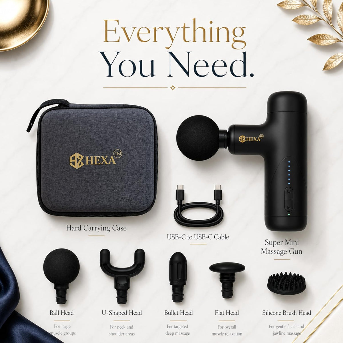 Hexa Super Mini pistola de masaje con masajeador facial, masajeador...