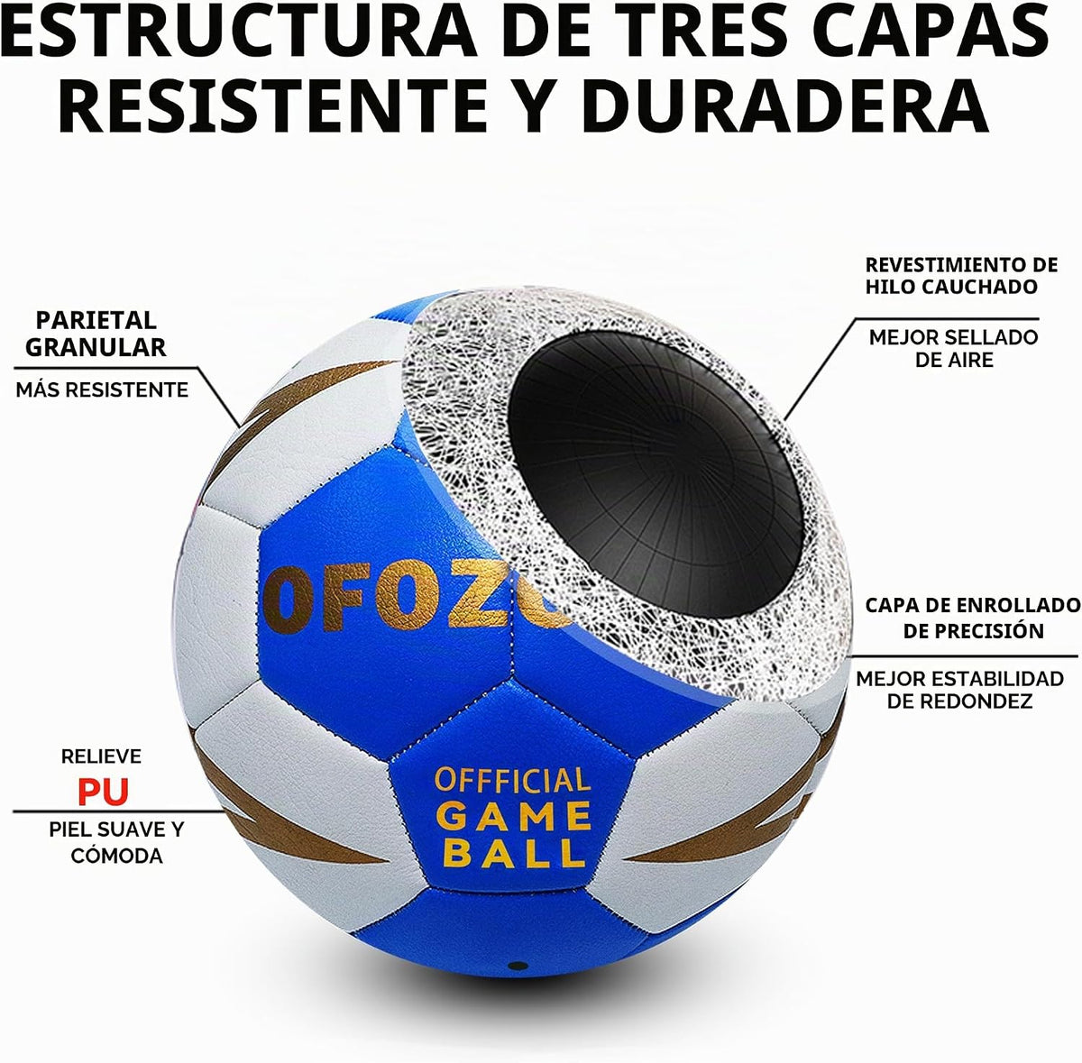 OFOZOVEY Balón de fútbol tamaño 3, 4, 5, paquete de dos, fútbol clá...