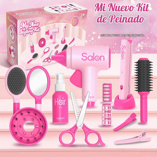 Juego de maquillaje de tocador de peluquería para niñas, regalos de...