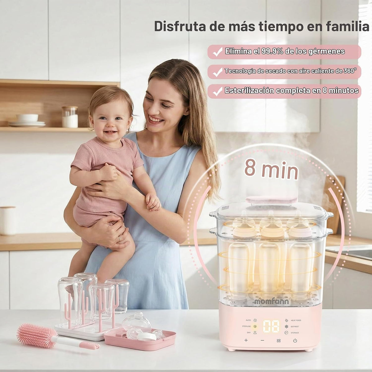 MOMFANN Esterilizador y secador de biberones para biberones, chupet...