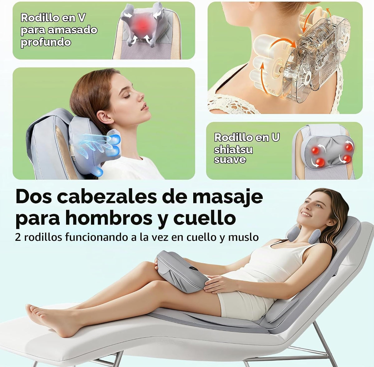 FIRRLUCO Shiatsu Masajeador de cuello y espalda con calor, masajead...
