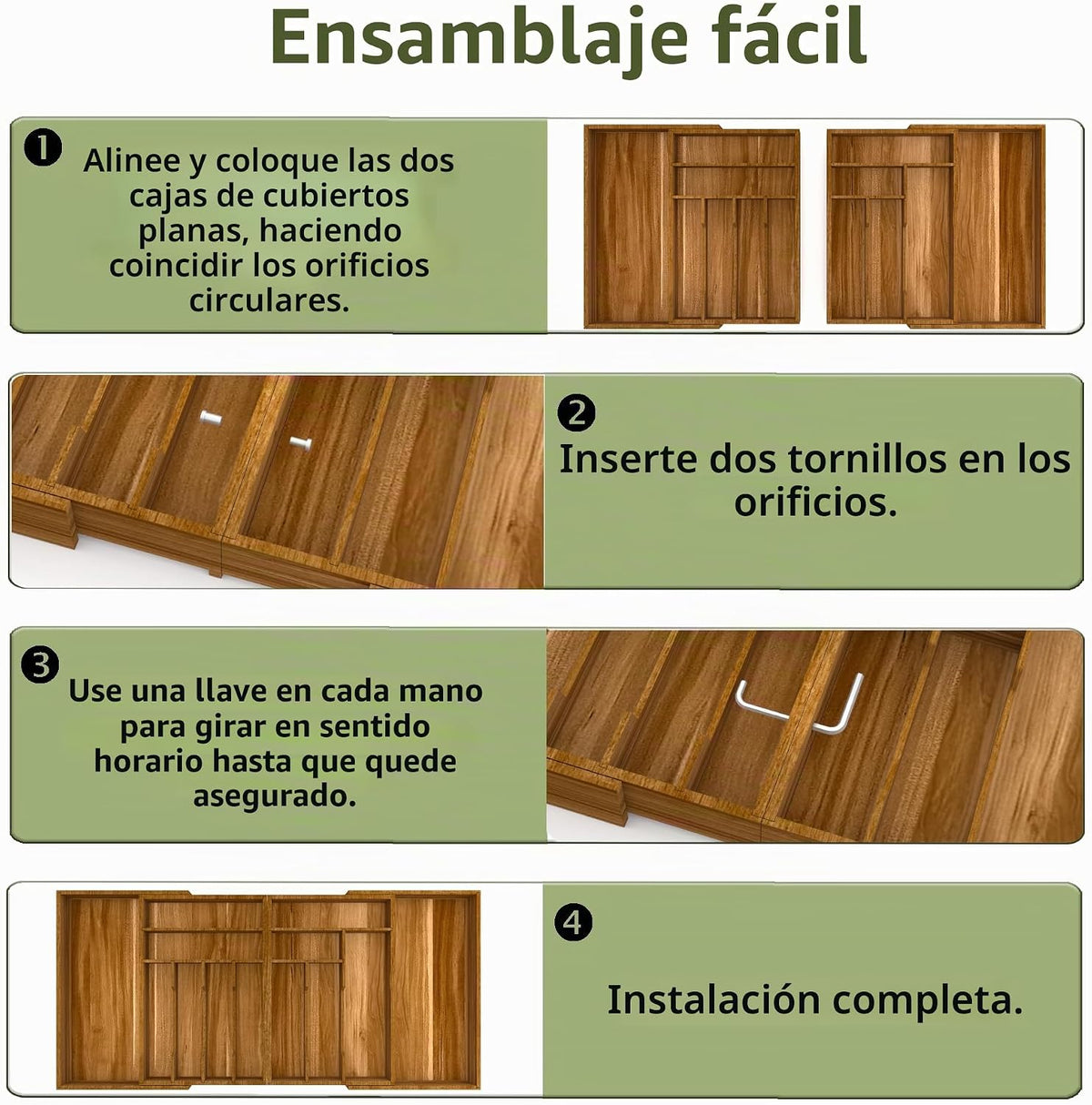Suli Organizador grande de cajones de cubiertos, cubiertos de cocin...