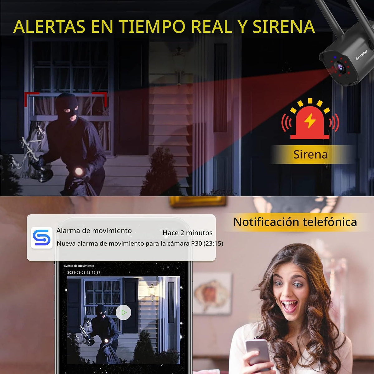 Septekon 2K - Cámaras de seguridad para el hogar, paquete de 4, cám...