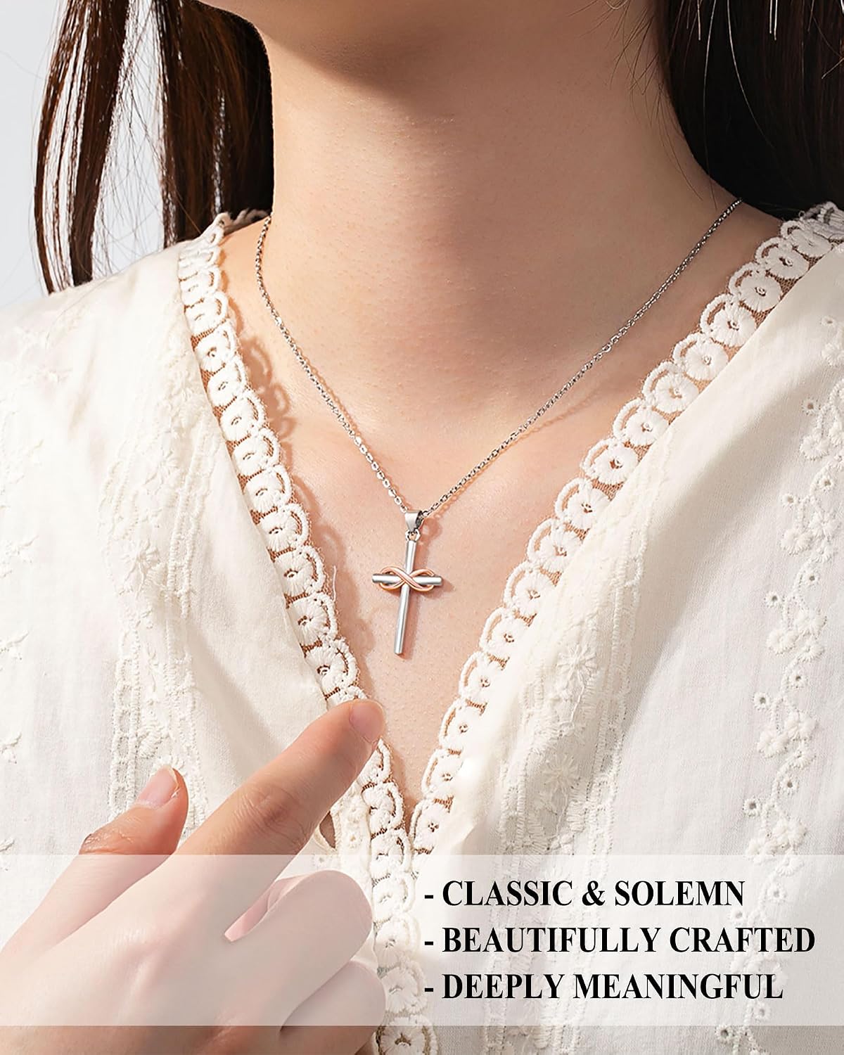 UPROMI Collar de cruz infinita para mujer, regalos de bautismo de g...