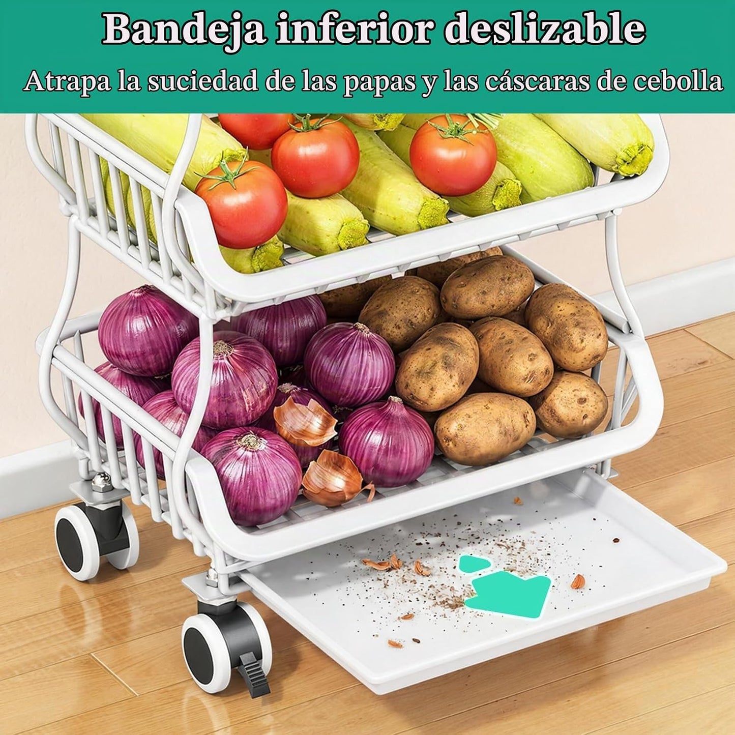 SAYZH Cesta de frutas, organizadores y almacenamiento de despensa d...