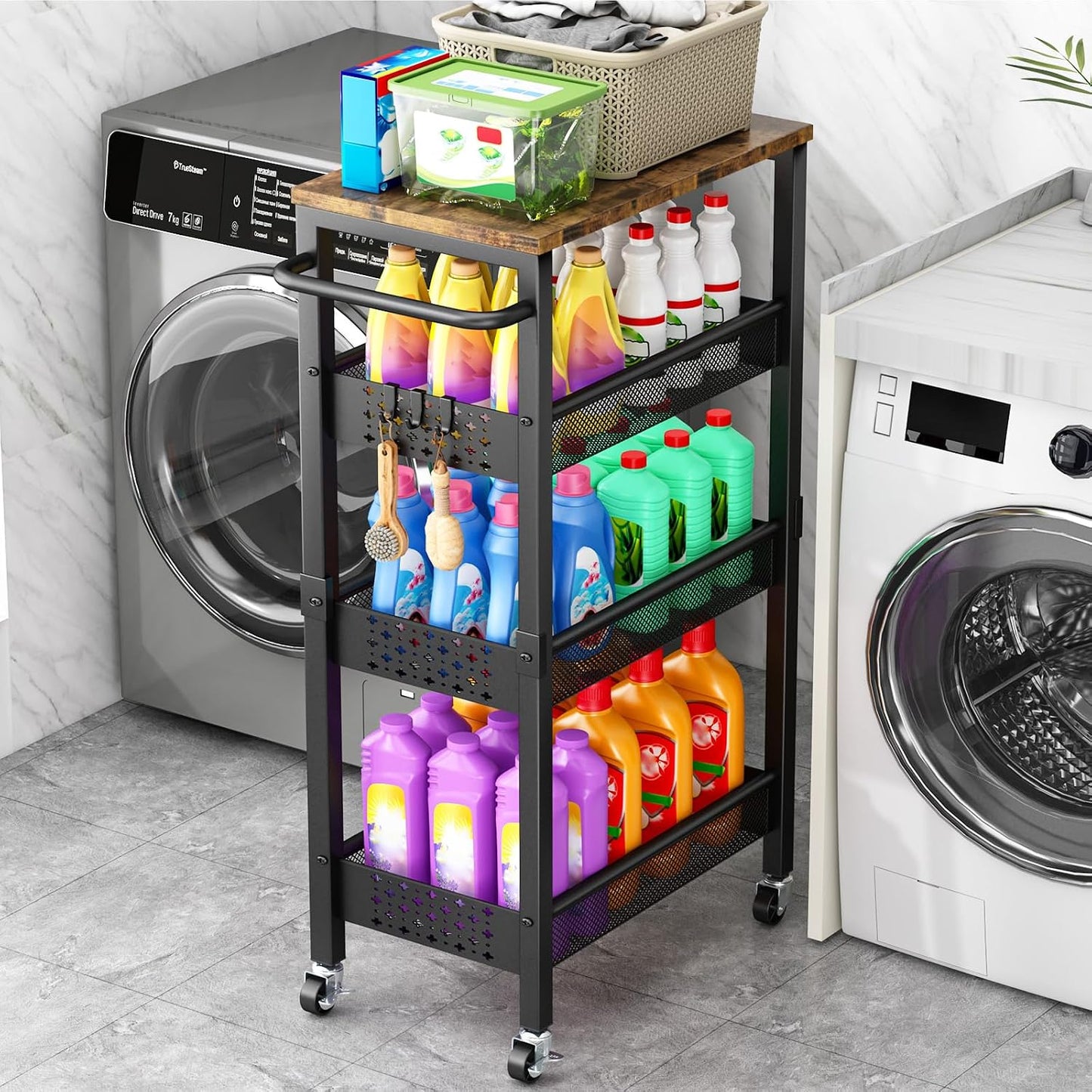 Vivihomety Carrito de almacenamiento delgado utilitario con ruedas,...