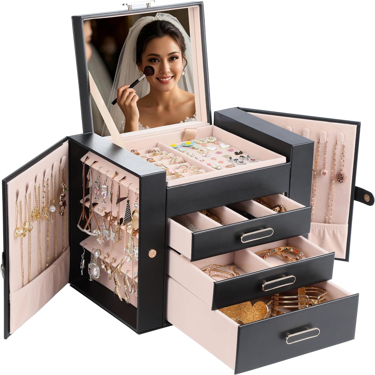 ASINGYER Cajas de Joyería para Mujeres, Organizador de Joyería de 4...