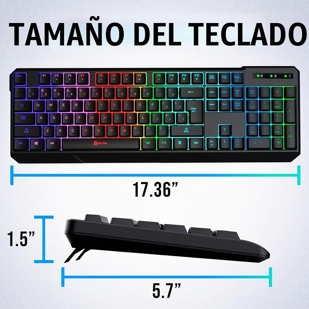 KLIM Chroma - Teclado inalámbrico para juegos con retroiluminación...