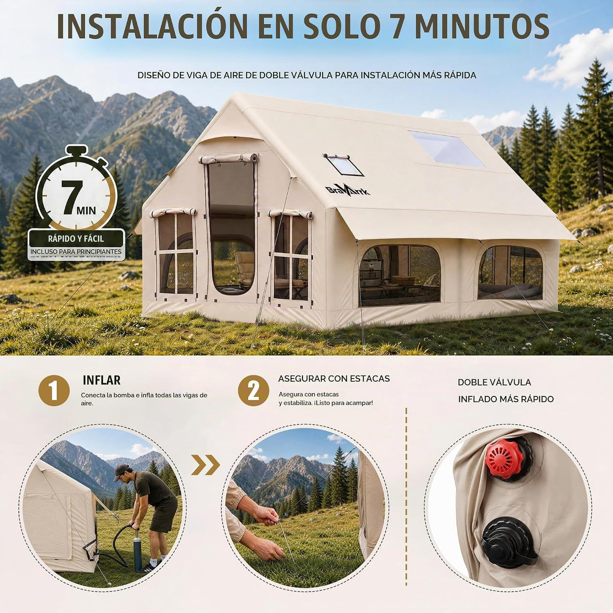 Tienda inflable para acampar de 8 a 12 personas, tienda de campaña...