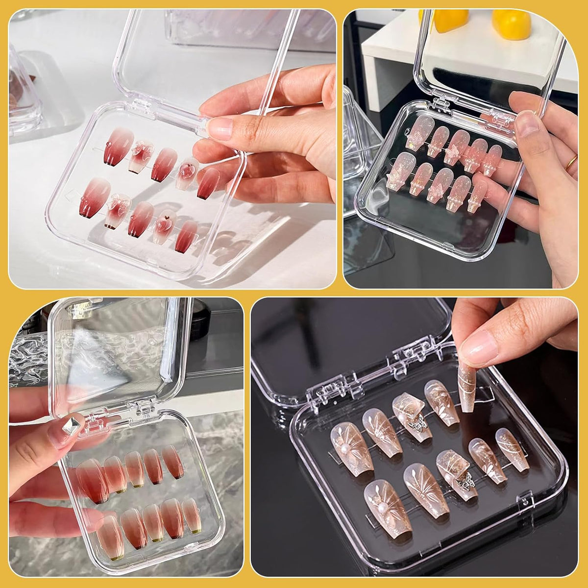 Caja de almacenamiento de uñas a presión de 60 piezas con cintas ad...