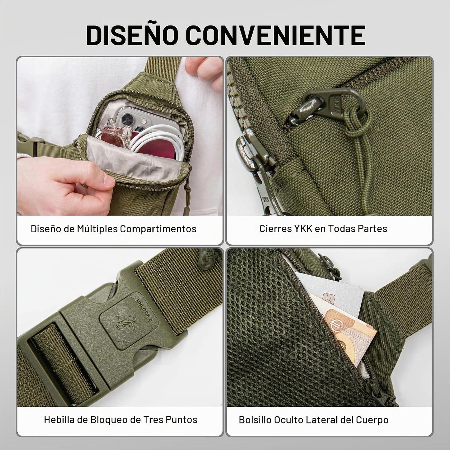 Bolsa bandolera de viaje para hombres y mujeres, bolsas cruzadas an...