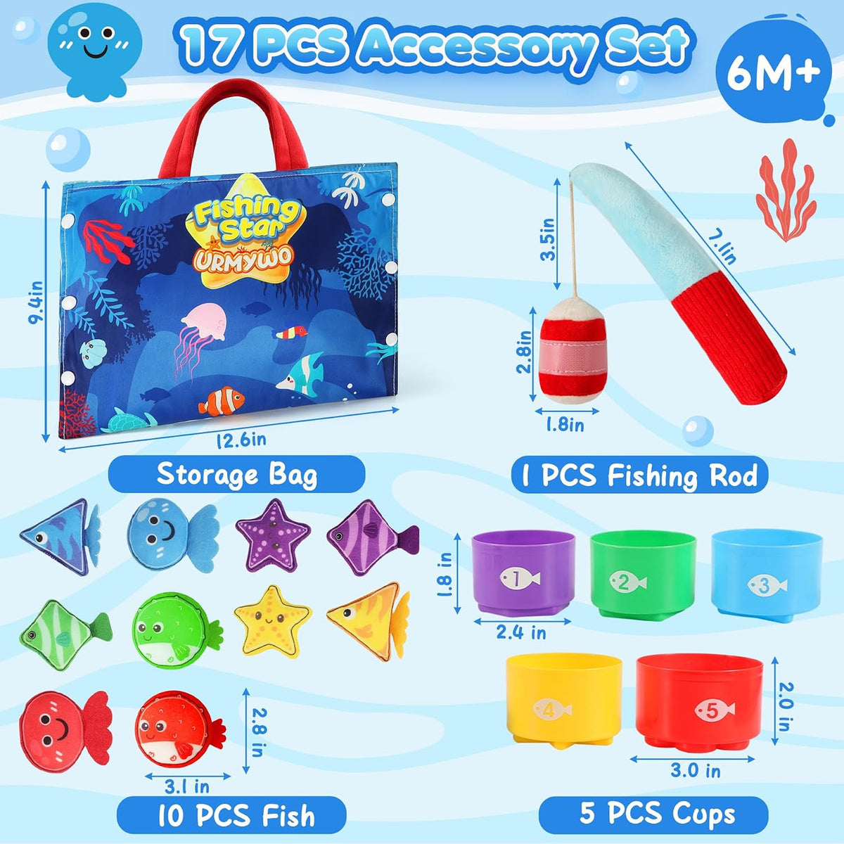 Juguetes Montessori para niños de 1 año \u2013 Juego de pesca de te...