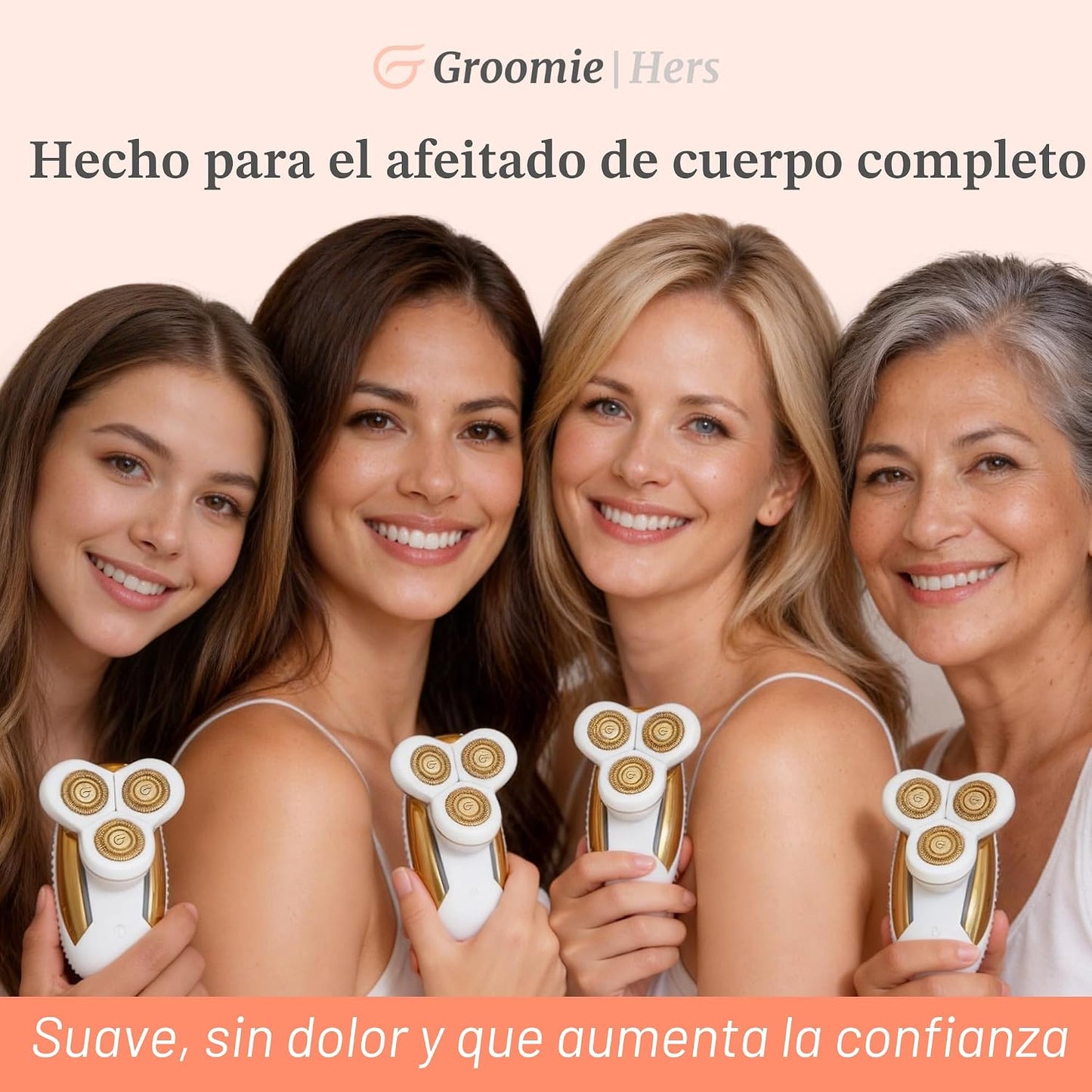 Groomie Hers LuxePro - Afeitadora eléctrica para piel sensible para...