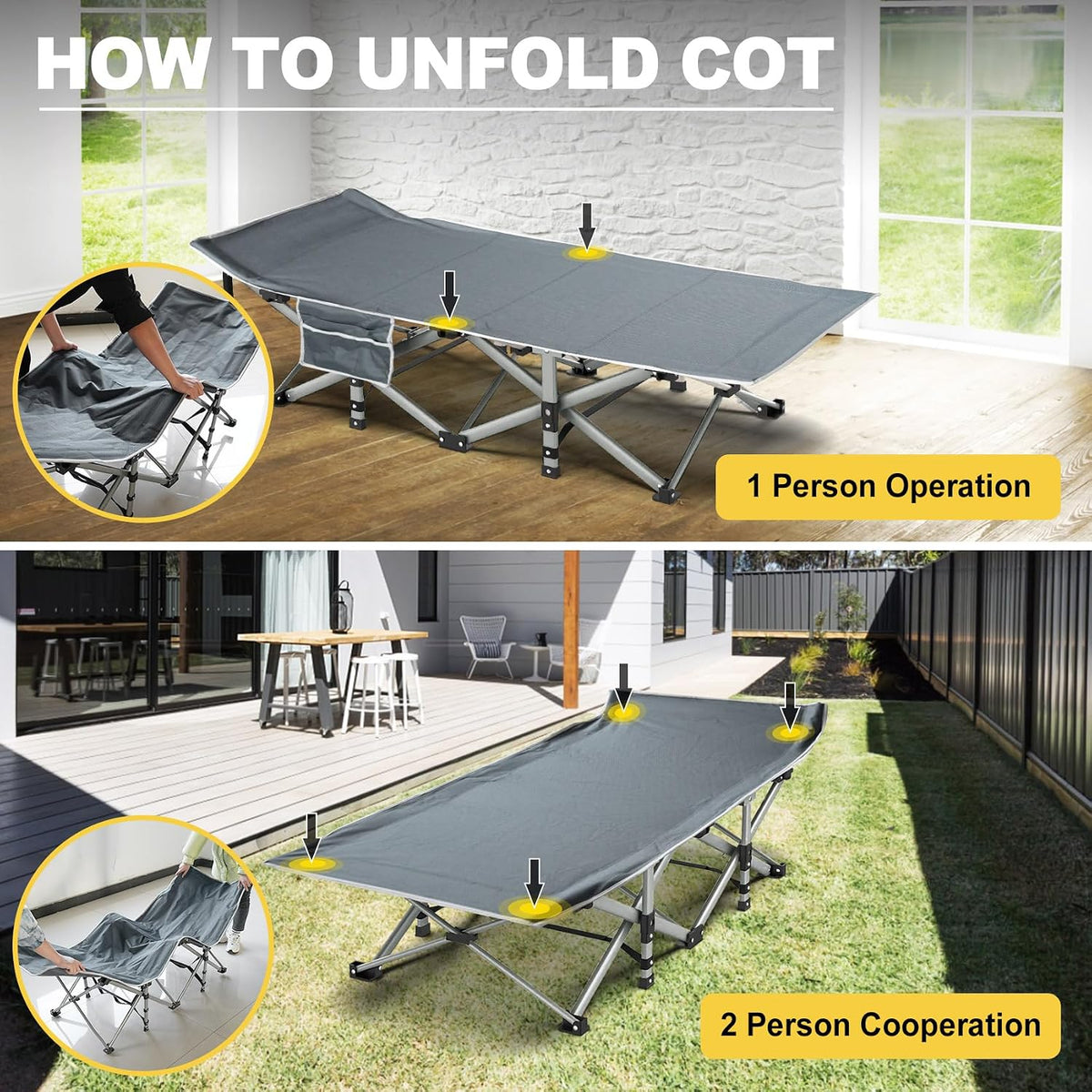 Slendor Cuna de camping plegable con colchón, carga máxima de 500 l...