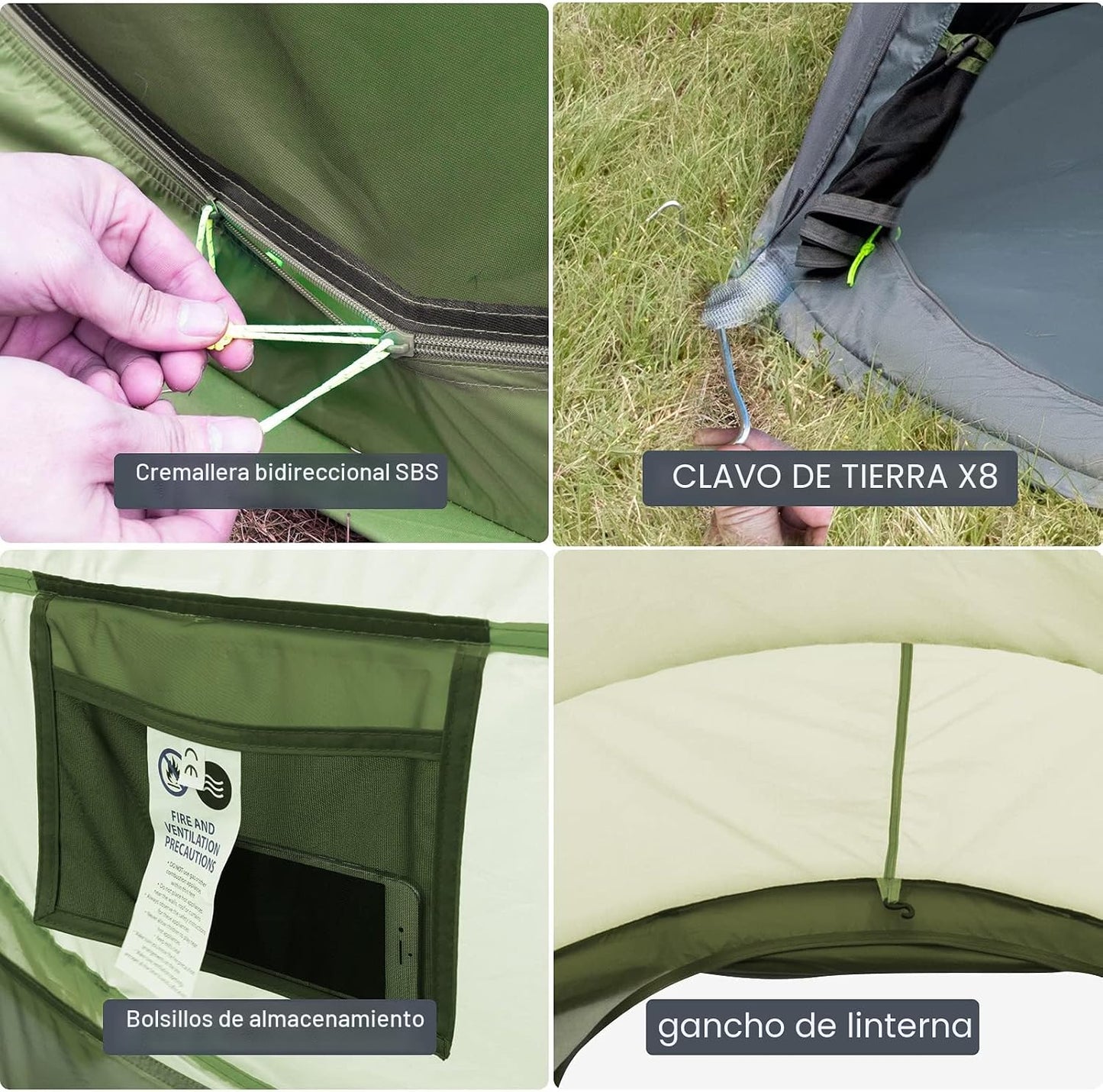 Tienda de campaña desplegable fácil para 4 personas, impermeable, c...
