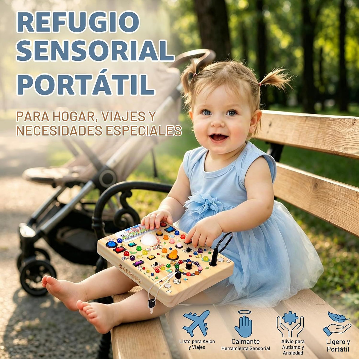 RichBoy Montessori - Tablero de juguete con 40 luces LED, juguetes...