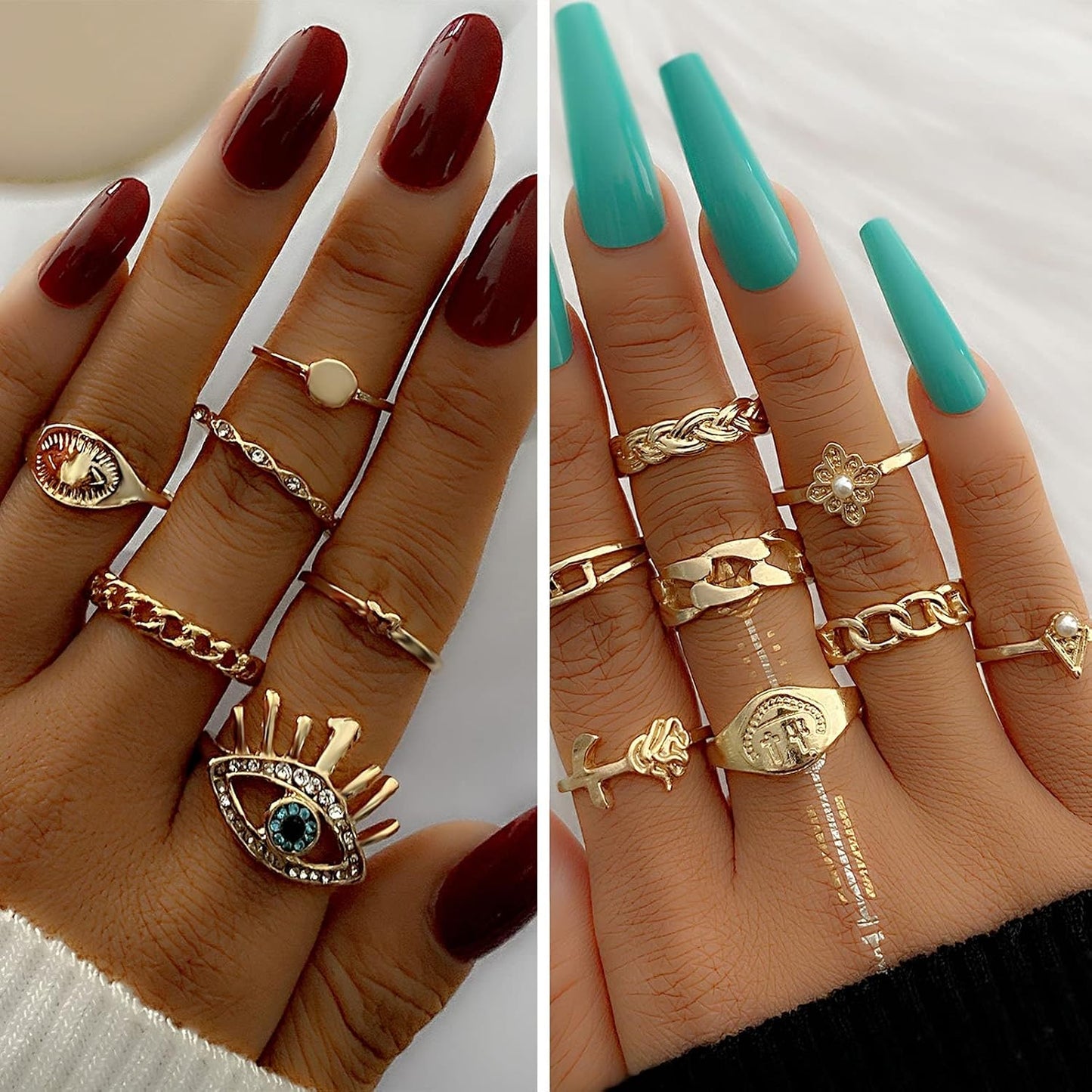 IFKM Juego de joyas chapadas en oro para mujer, collares de múltipl...