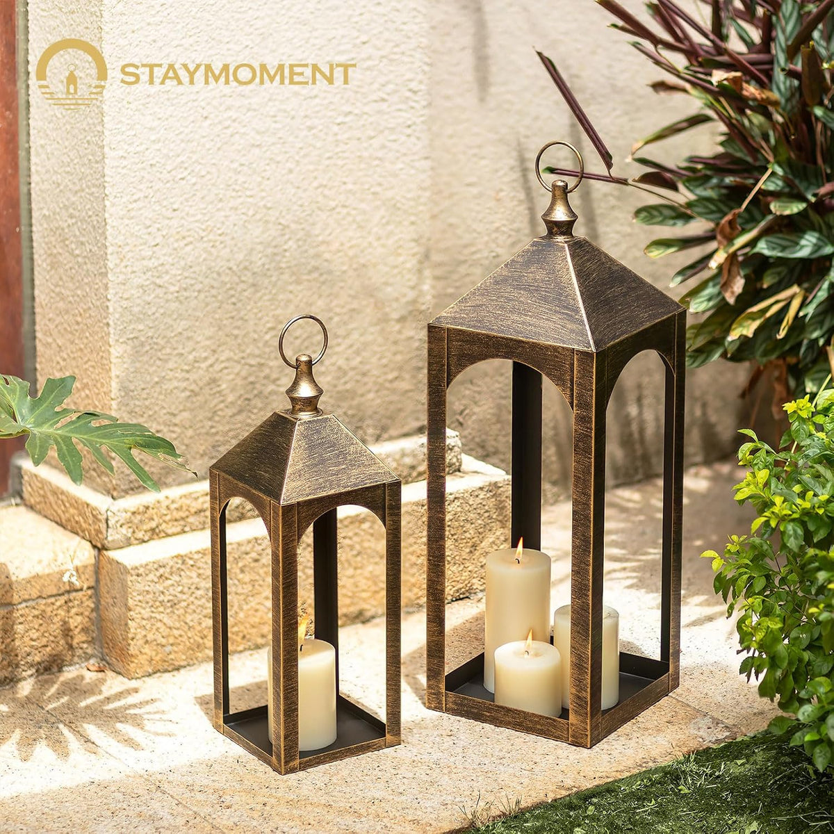 Staymoment Farol grande de piso para exteriores de 24 y 17 pulgadas...