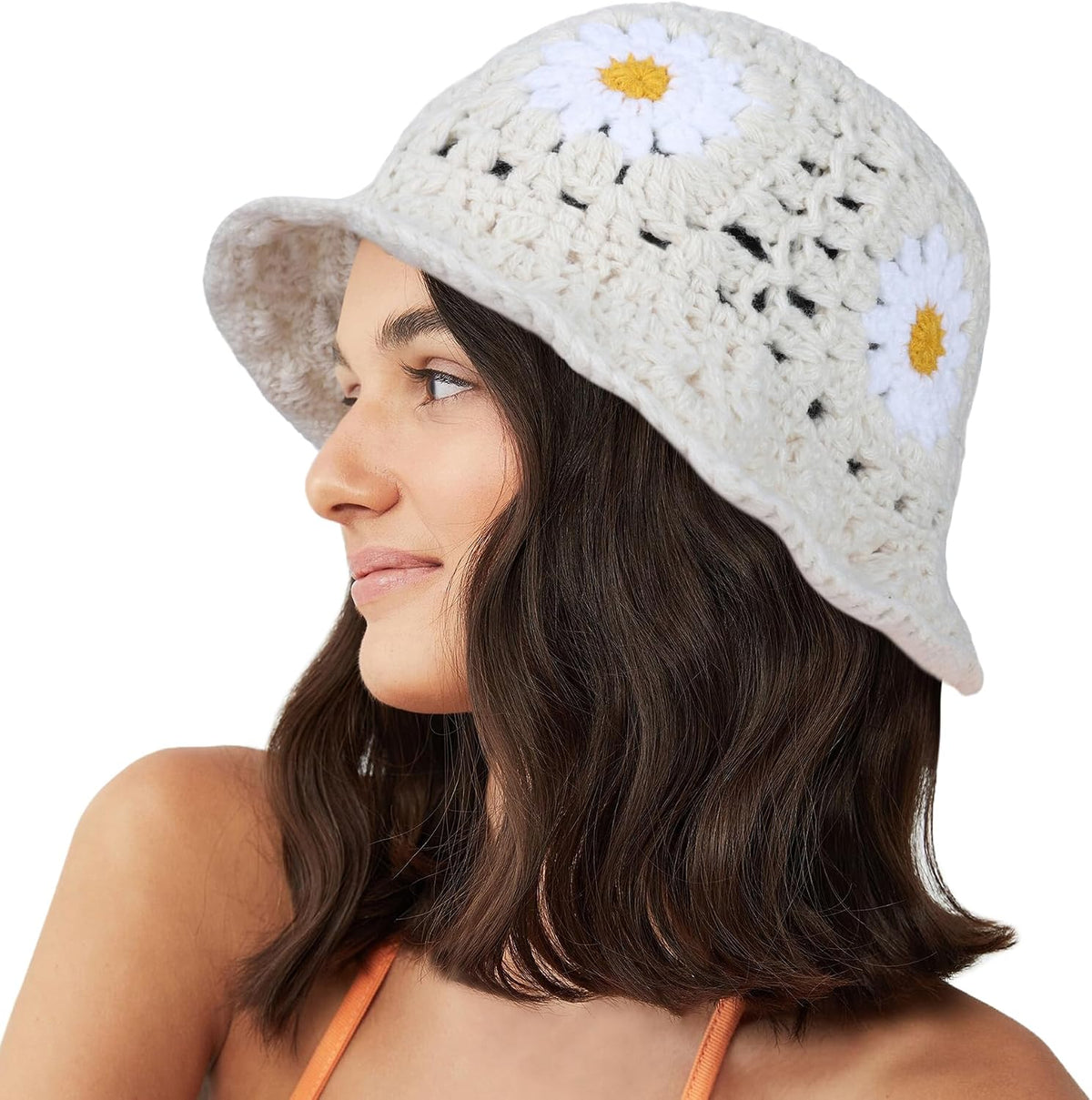 Sombrero de pescador de punto plegable para mujer, diseño de margar...