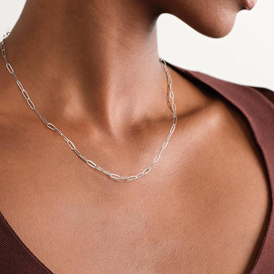 IEFWELL Collar de cadena chapada en plata para mujeres y hombres \u...