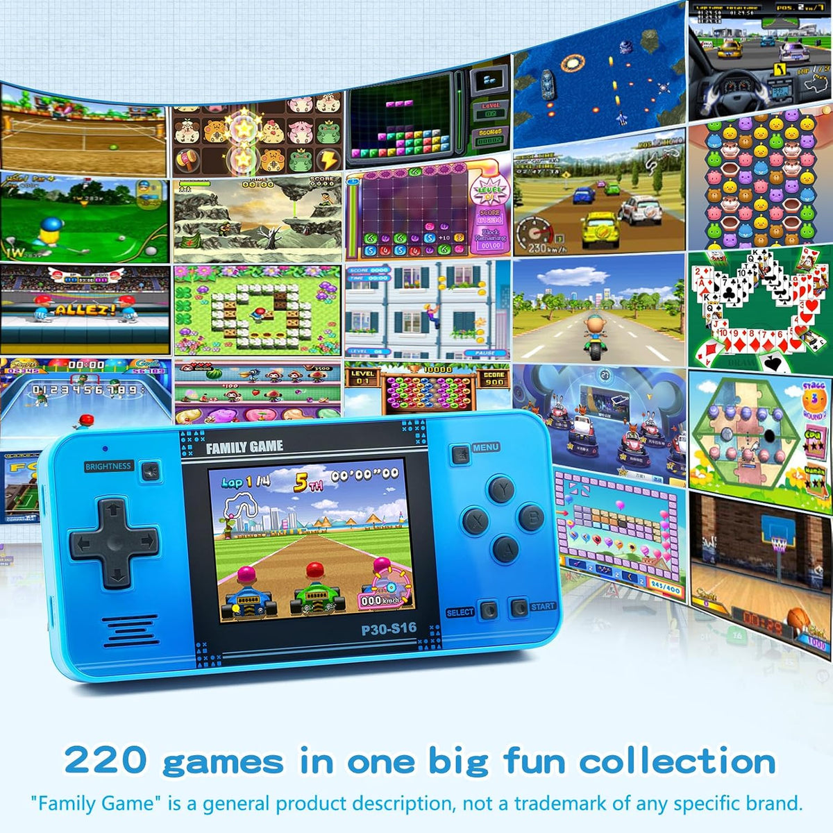 Juego de mano para niños - Precargado con 220 juegos de video retro...