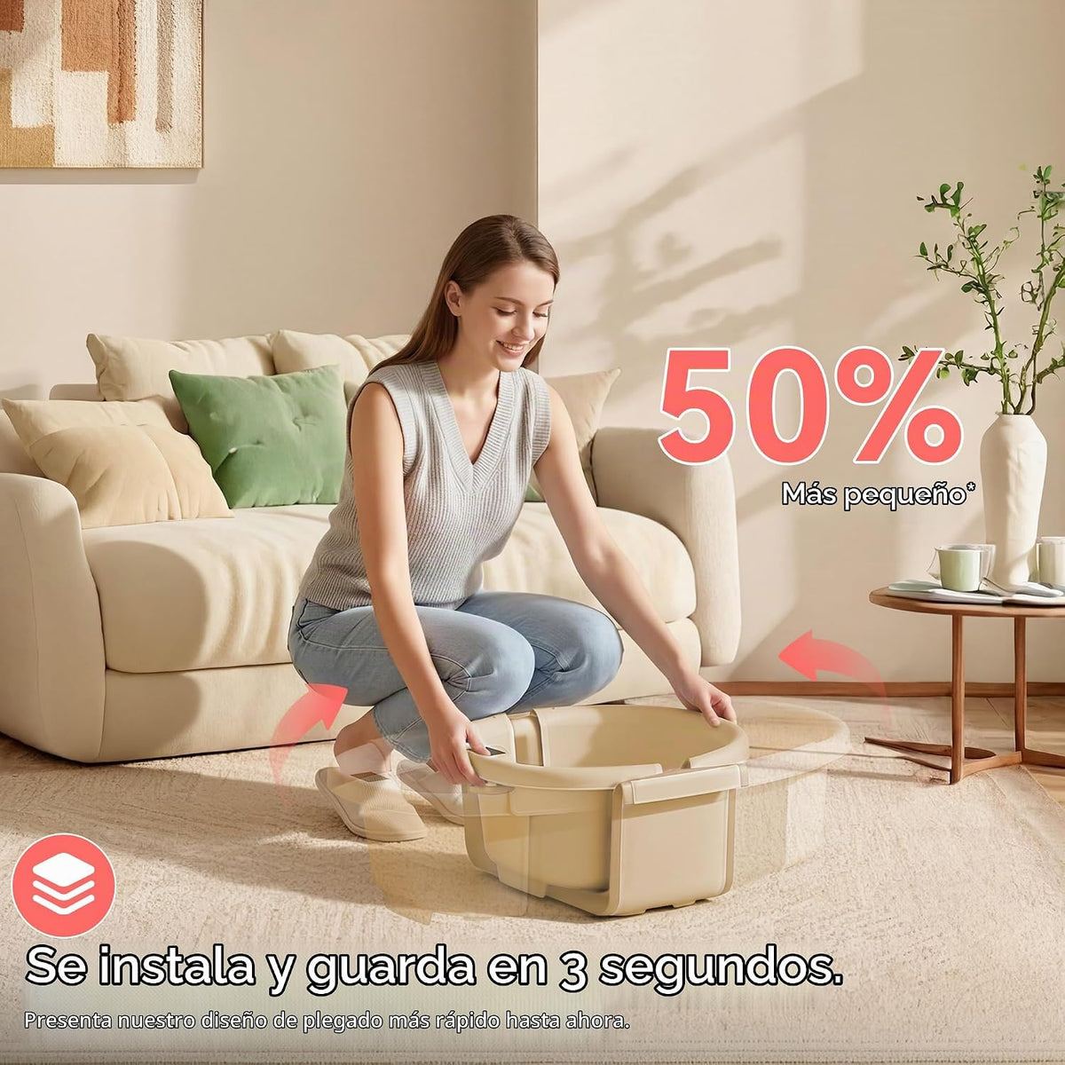 Bañera plegable para bebé, bañera grande con termómetro | Bañera es...