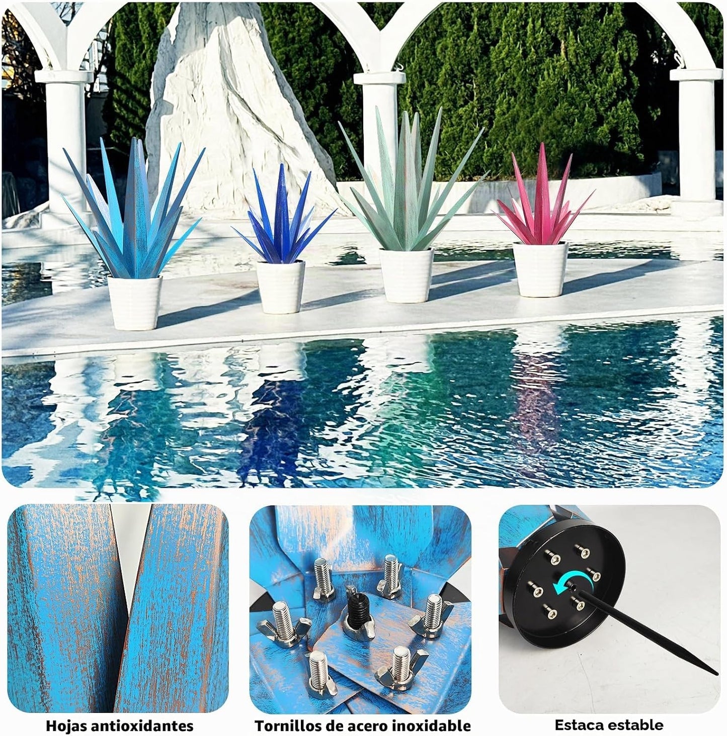 KODIBO Planta de agave de metal grande para decoración al aire libr...