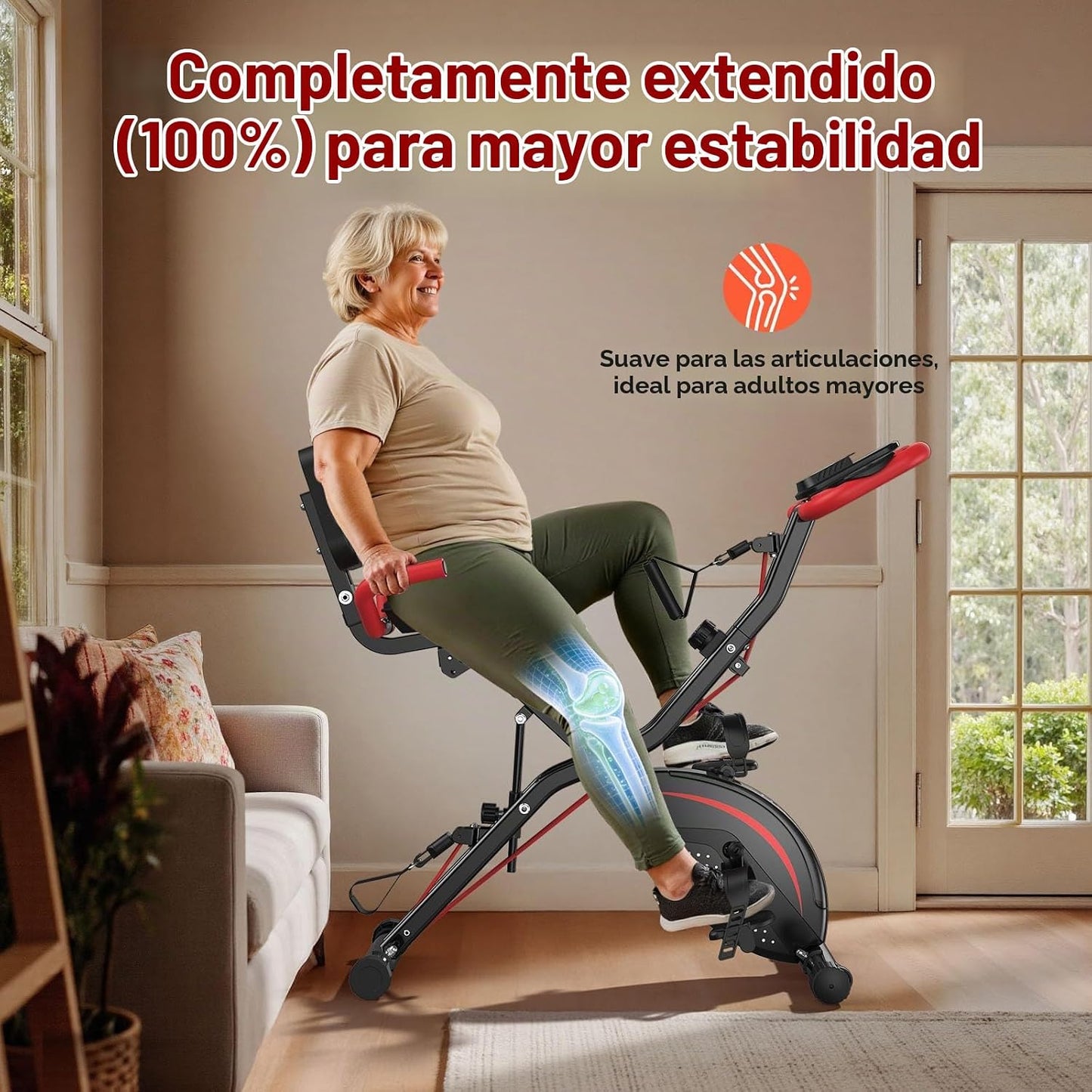 Pleny Bicicleta estática plegable, bicicletas estacionarias 5 en 1...