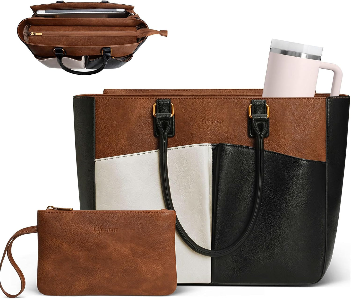 Lifeamar Bolsa de mano para computadora portátil para mujer, bolsa...