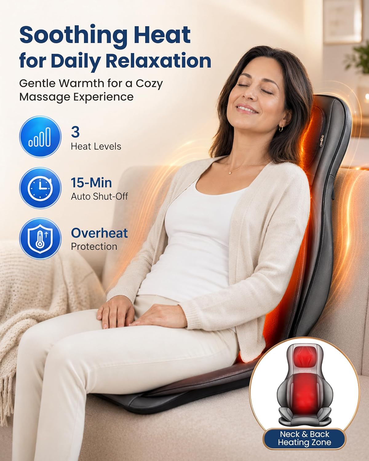 COMFIER Masajeador de cuello y espalda Shiatsu 2026 con calor, almo...