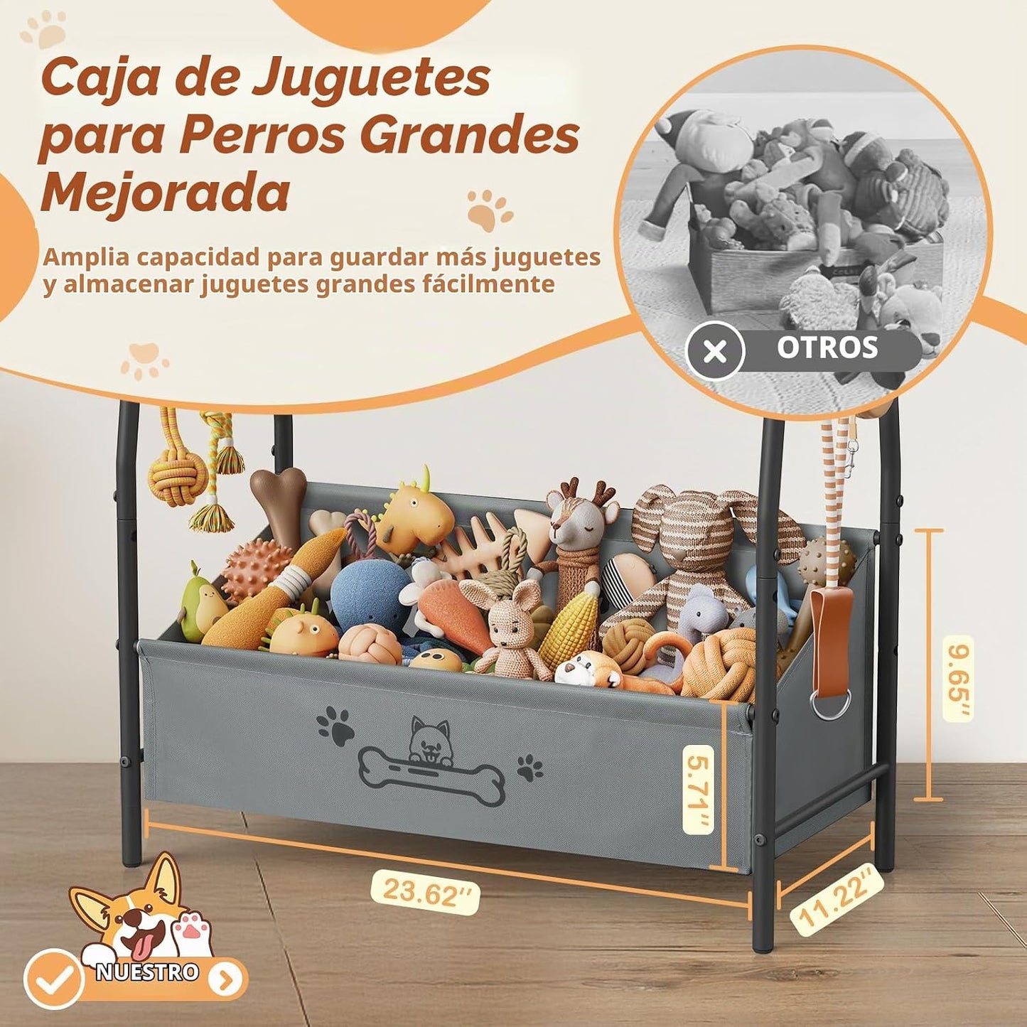 Lomivra Cesta grande de juguetes para perros (23.6 x 11.2 x 9.7 pul...