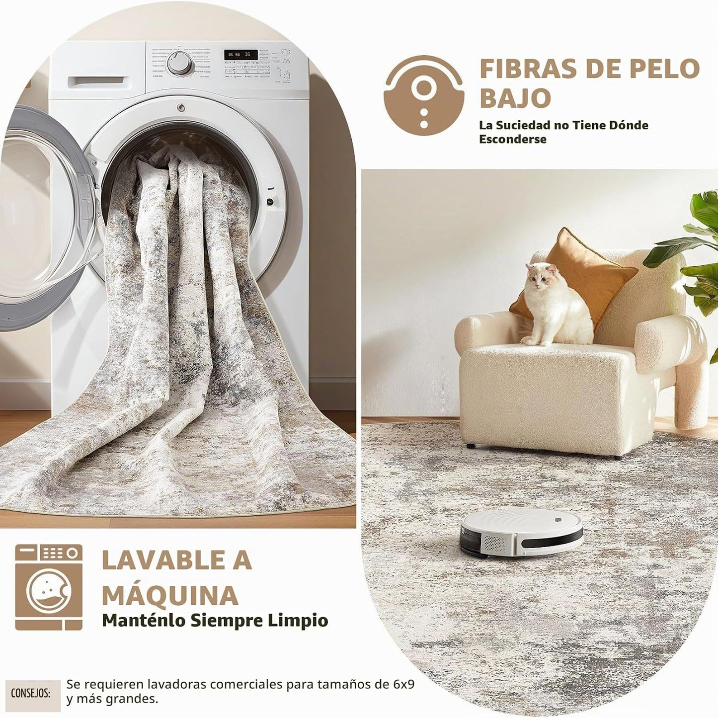 UERMEI - Tapete de área de 8 x 10 pies para sala de estar, lavable,...