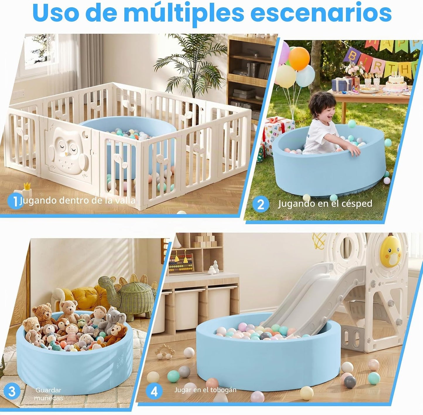 SHJADE Piscina de pelotas de espuma para niños pequeños, 35.4"x...