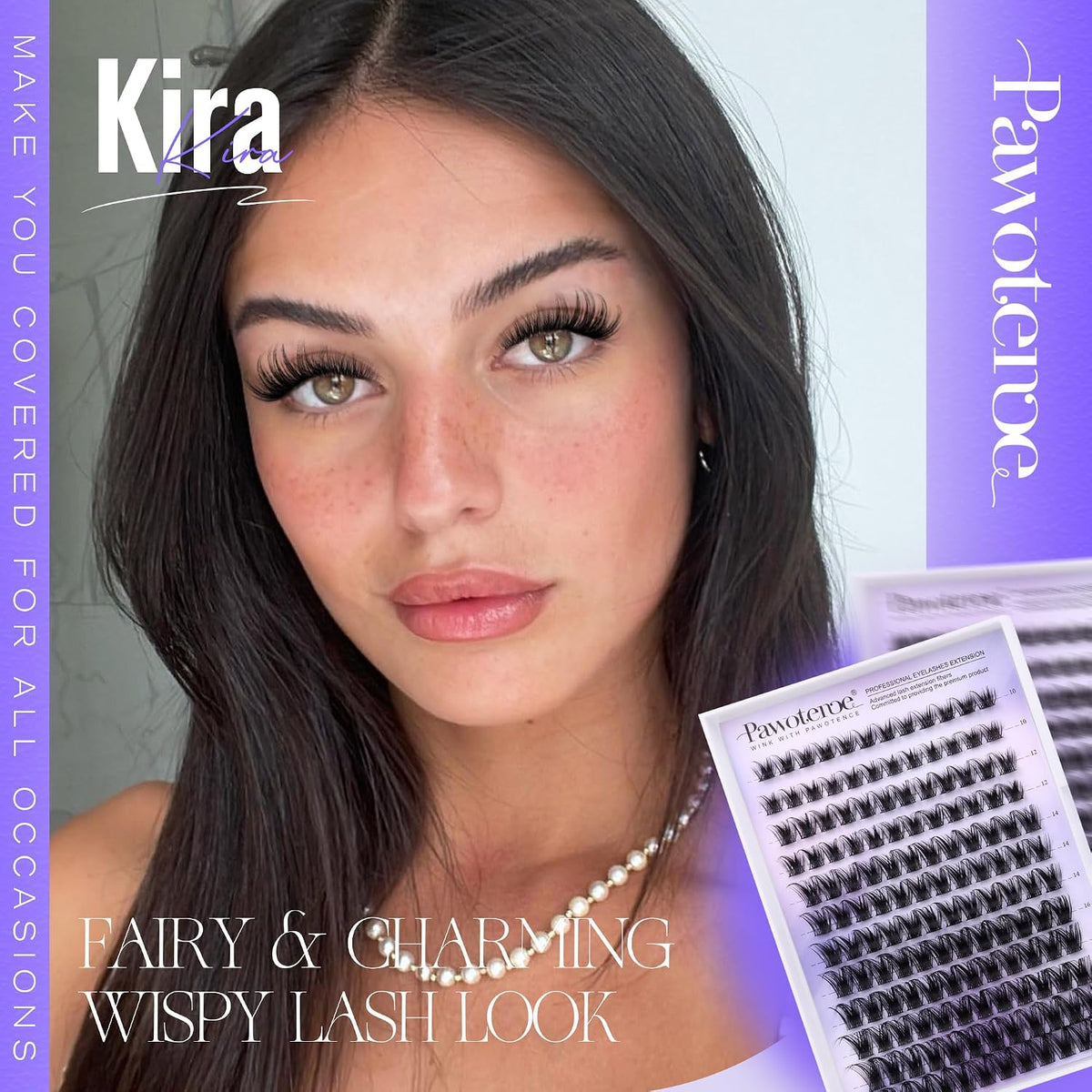 Pawotence Extensiones de pestañas en racimo Wispy Kira de 0.39 a 0....