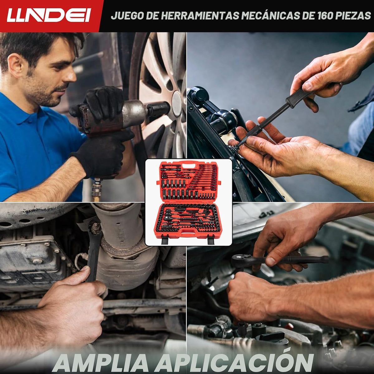 LLNDEI Juego de herramientas de 160 piezas para mecánicos, juego de...